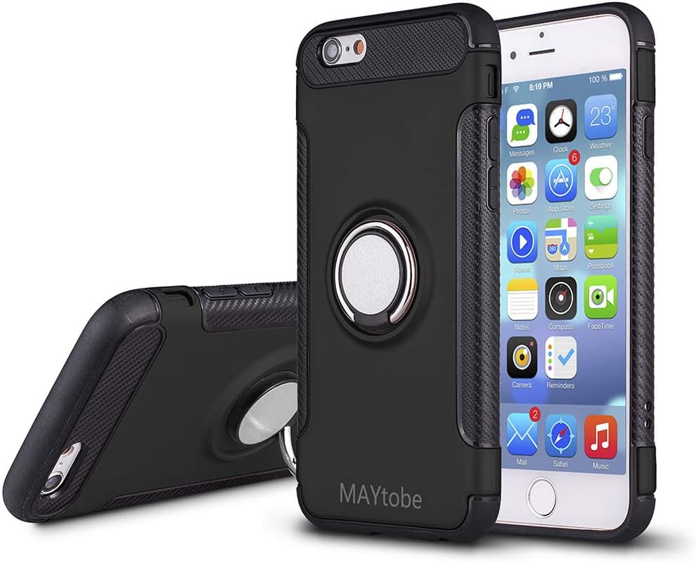 MAYtobe iPhone 6S Plus Soft case - 360 Degree Rotating [Ring Holder] for Apple iPhone 6S Plus, iPhone 6 Plus Soft TPU Material Bumper Shock-Absorption and Anti-Scratch - Black