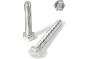 Baudelun 1/4-20 x 2" (3/4" to 4" Available) Hex Head Screw Bolt, 304 Stainless Steel 18-8, Fully Threaded, Plain Finish, Quantity 20 (20, 1/4-20 x 2")