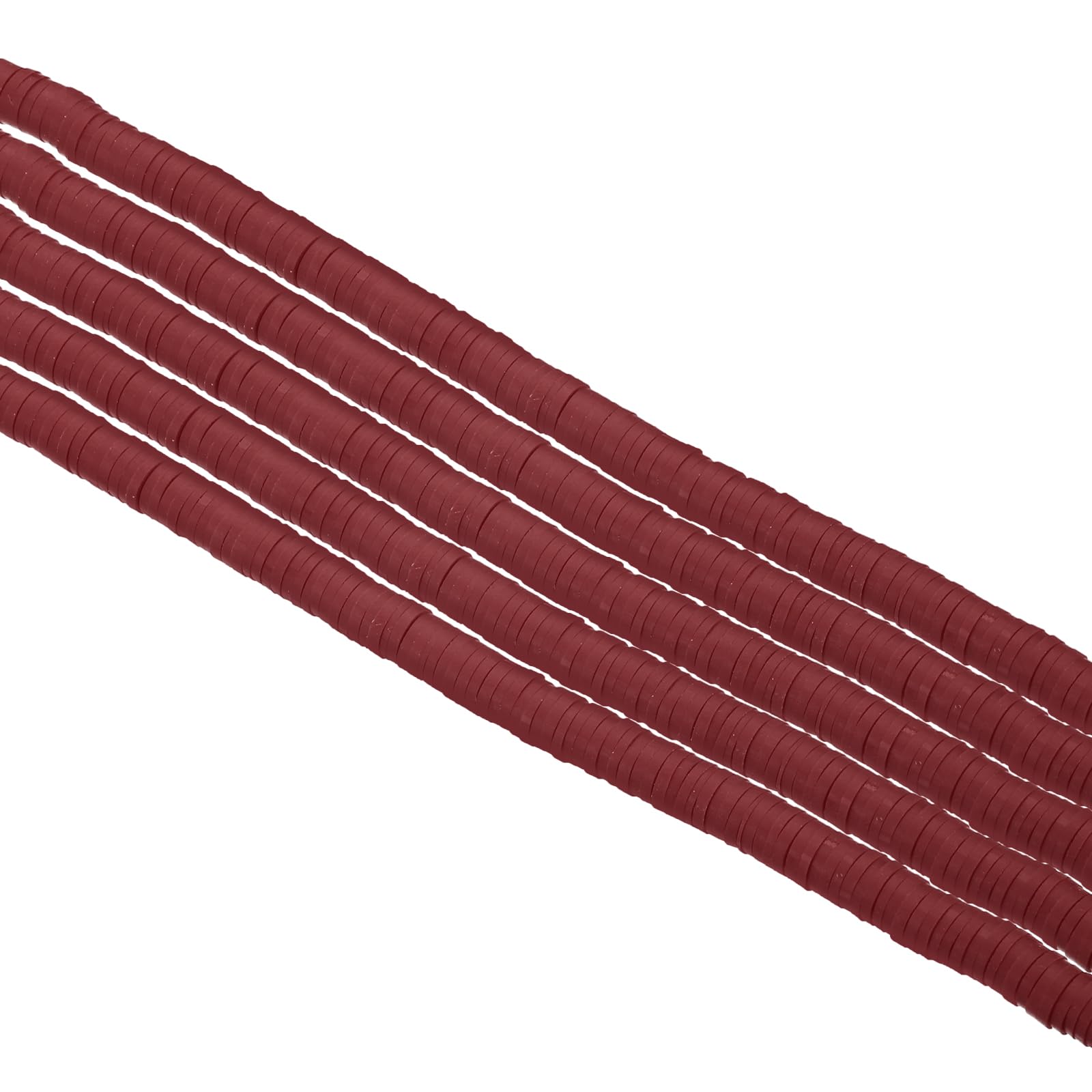 PATIKIL 6mm Polymer Clay Beads Spacer, 1750Pcs 5 Strands Round Flat Handmade Bead Spacer for Craft Home Decor Chain Bracelets Jewelry Making, Dark Red