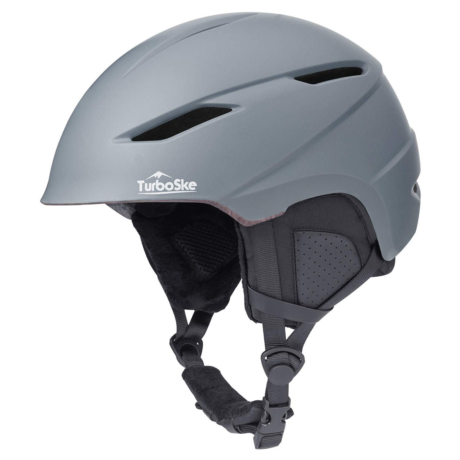 TurboSke Ski Helmet, Snowboard Helmet Snow Sports Helmet, Audio Compatible and Lightweight, ASTM Standard Helmet for Men, Women and Youth (M, Gray) Image