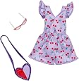 Barbie Fashion Set – Lila Strampler Mit Kirschen-Muster, Rosa Handtasche & Sonnenbrille Für Barbie Puppe (separat Erhältlich)