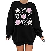 JINTING Seashell Sweatshirt for Women Bow Fleece Sweatshirt Oversized Y2K Pullover Aesthetic Preppy Long Sleeve Shirt