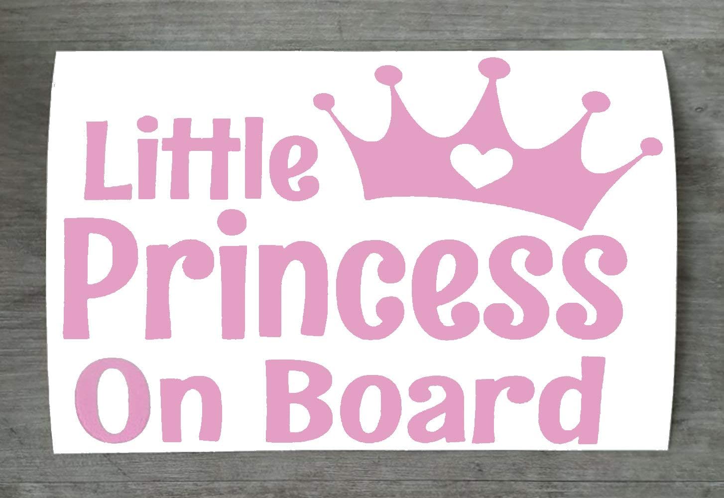 Pink Little Princess on Board Car Sticker - Funny Baby On Board Vinyl Decal for Bumper, Window - HSS077 (Light Pink)