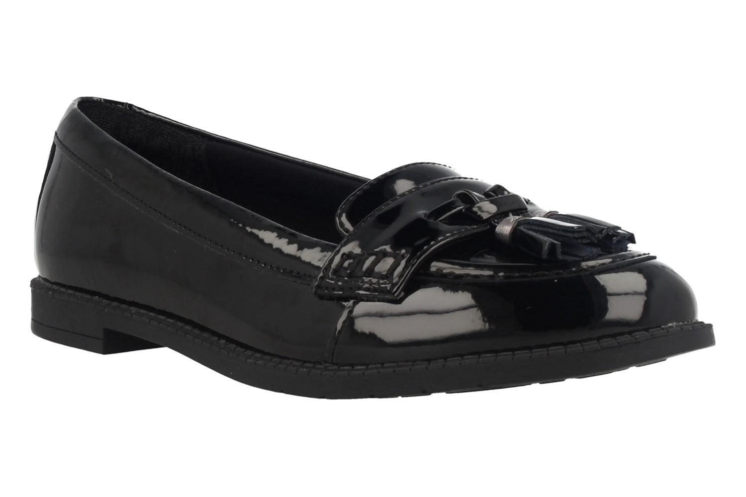 clarks black patent loafers