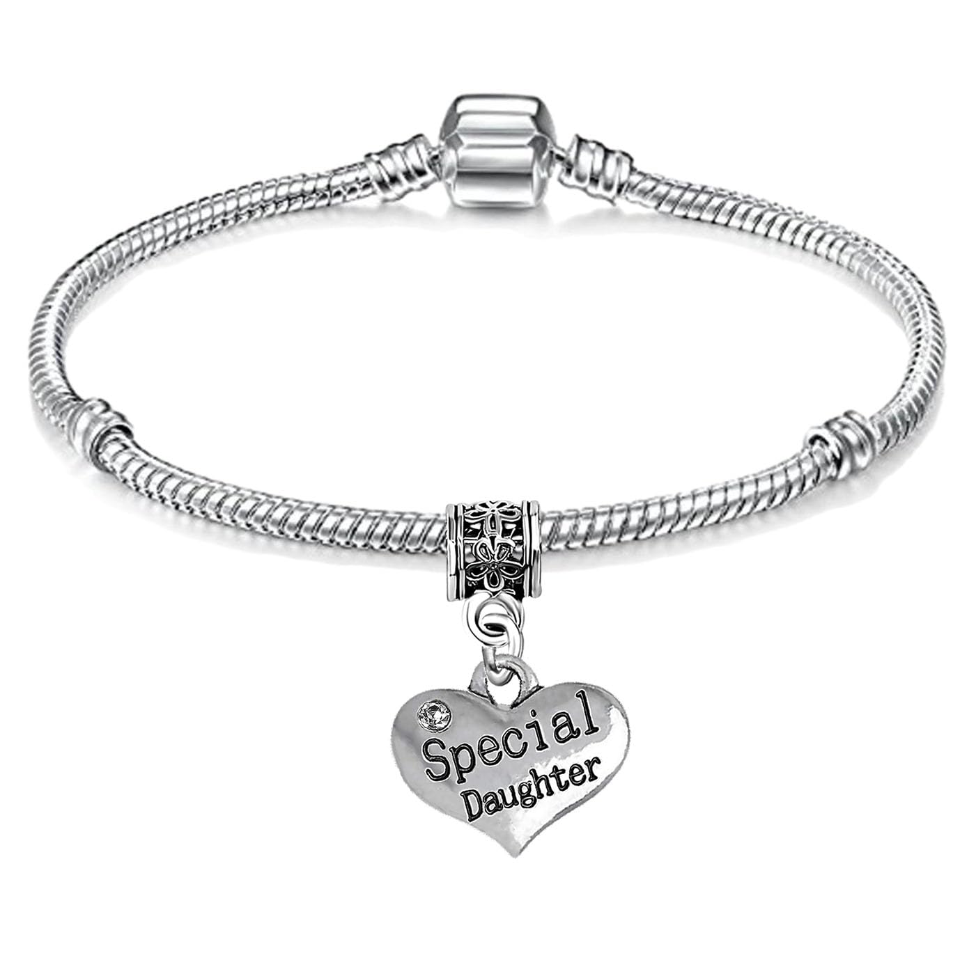 Special Daughter Silver Starter Charm Bracelet with Pendant and Gift Box (16cm (Age 5-7 Years))