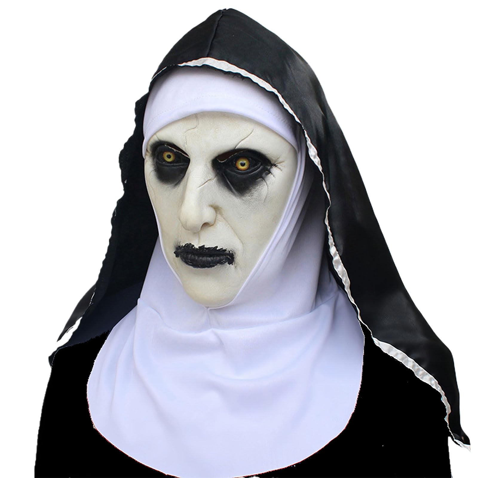 GWAWG Halloween Nun Full Head Latex Mask Ghostface Nun Mask Full Head Scary Halloween Costume For Scary Party Cosplay Unisex Adults