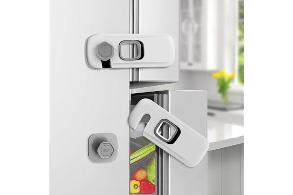 BECOMTO 5 Pack Childproof Refrigerator Lock,Baby Safety Fridge Door Lock,Freezer Lock Apply to Max 1"(25mm) Sealing Strip,Cab