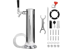 Hilangsan Single Beer Tap Tower Draft Beer Tower Kegerator Tower Stainless Steel Keg Tower Kegerator Parts Kegerator Kit Stainless Core Beer Faucet Pre-assembled Beer Line 3" Beer Tower Dispenser