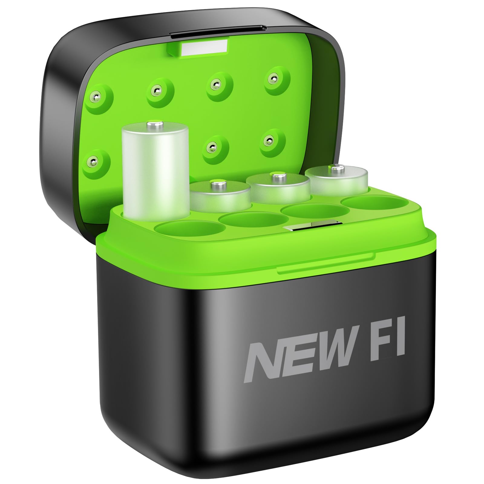 Photo 1 of Portable 8-Bay AA/AAA Battery Charger with USB-C Input - Compact Travel Charger for AA/AAA Rechargeable Batteries, Fast Charge in Car/Home, Compatible with Li-ion NiMH NiCd