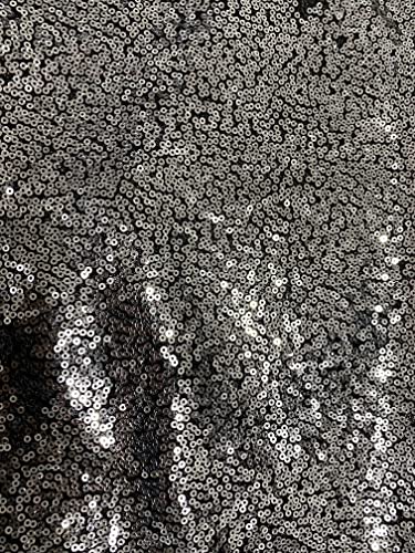 Fancy Textiles Heavy Sequin Sparkly Decorations Material Dress Making Fabric (1 Meter(pre Cut), Black/Silver)
