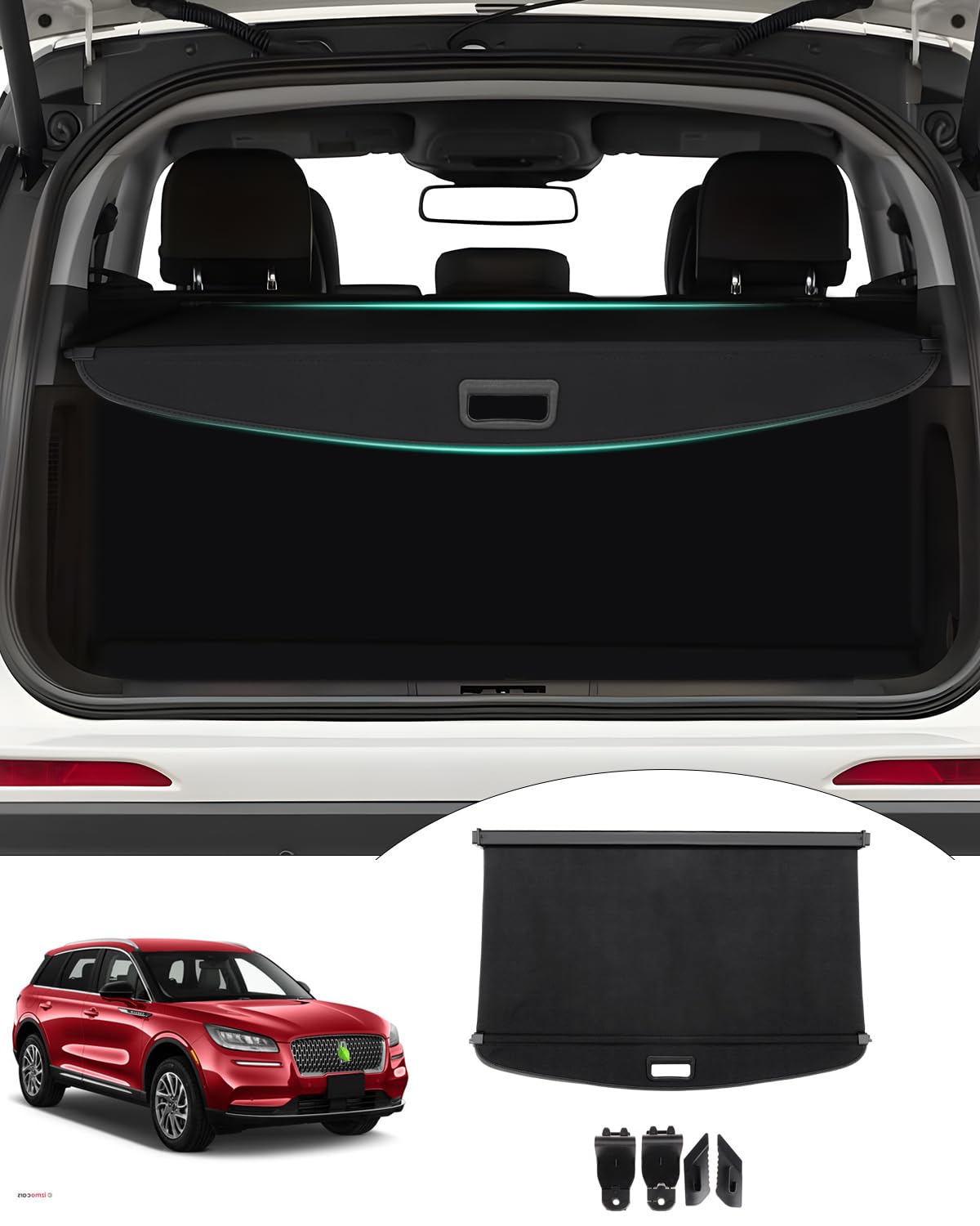 Photo 1 of (UNTESTED) Powerty Cargo Cover for Lincoln Corsair Accessories Trunk Cover Retractable Trunk Shielding Shade Cargo Luggage Cover Black