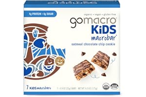GoMacro Kids MacroBar Organic Vegan Snack Bars - Oatmeal Chocolate Chip Cookie (0.90 Ounce Bars, 7 Count)