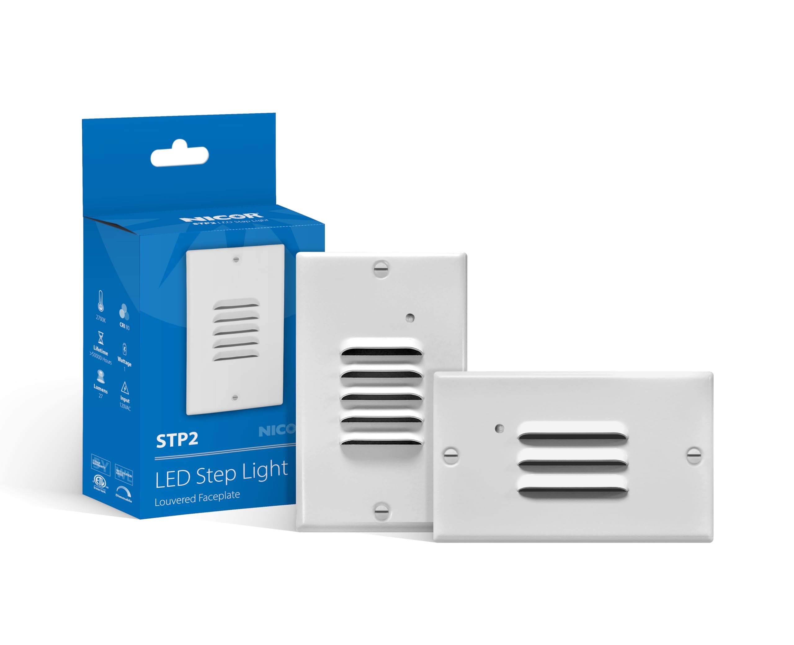 Photo 1 of STP2 Louvered White LED Step Light with Photocell (STP2L120WHPC)