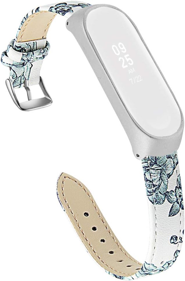 TeaBoy Mi Band 4 Watch Strap, Replacement Sport Floral Printed Accessories Leather Bracelet Wristbands Mi Band 4 Strap Band with Metal Case Compatible with Xiaomi Mi Band 4/3 Fitness Tracker