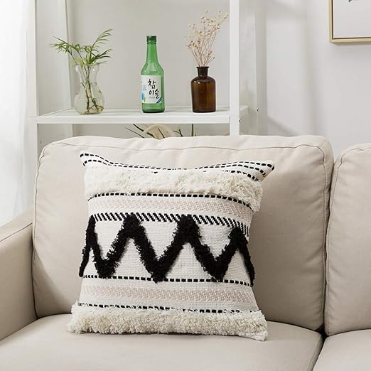 Amazon Com Blue Page Morocco Tufted Boho Throw Pillow Covers