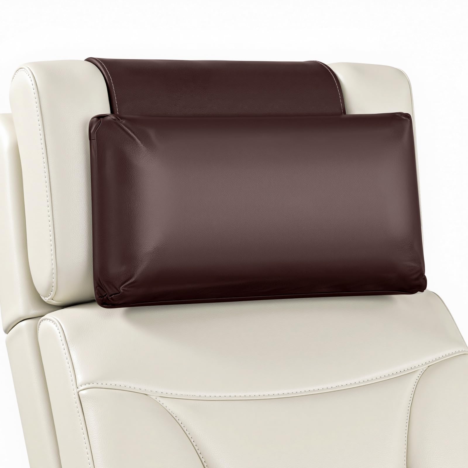 Photo 1 of AHUAWA Leather Recliner Pillow, Adjustable Neck & Head Support Pillow, Pu Leather Non-Slip Headrest for Recliner Chair, Couch, Office Chair, Sofa
