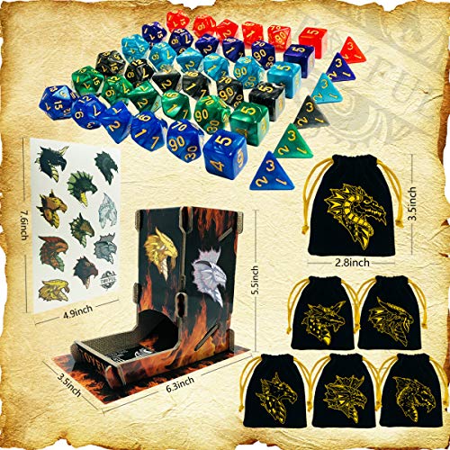image for TOYFUL 6 Sets DND Dice Polyhedral Dungeons and Dragons DND RPG MTG Tab