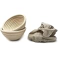 5 Inch Round Banneton Bread Proofing Basket 2 pcs Natural Rattan Cane Brotform Handmade& Linen Liner Cloth