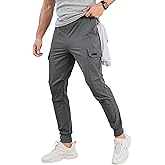 Comdecevis Men's Cargo Jogger Pants Stretch Sweatpants Slim Fit Tactical Pants with Zipper Pockets Casual Trousers