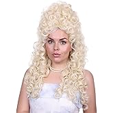 ColorGround Long Curly Fluffy Hair Wig for Women 60 70 80s Beehive Cosplay Wigs for Adults Halloween Costume (Blonde)