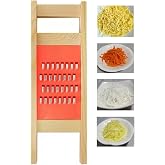 Korean Carrot Grater, Wooden Vegetable Grater with Hand Guard, 4mm Stainless Steel Shredder for Cabbage, Onion, Cheese, Heavy