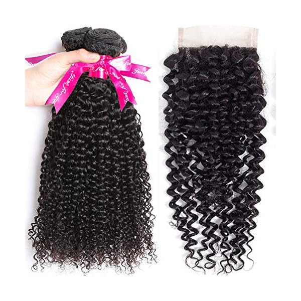 Flady Brazilian Kinkys Curly Hair Bundles with Closure 18 20  display picture 3