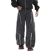 DFGIGT Mens Baggy Jeans Patchwork Y2k Hip Hop Wide Leg Denim Pants Casual Loose Fit Trousers Streetwear