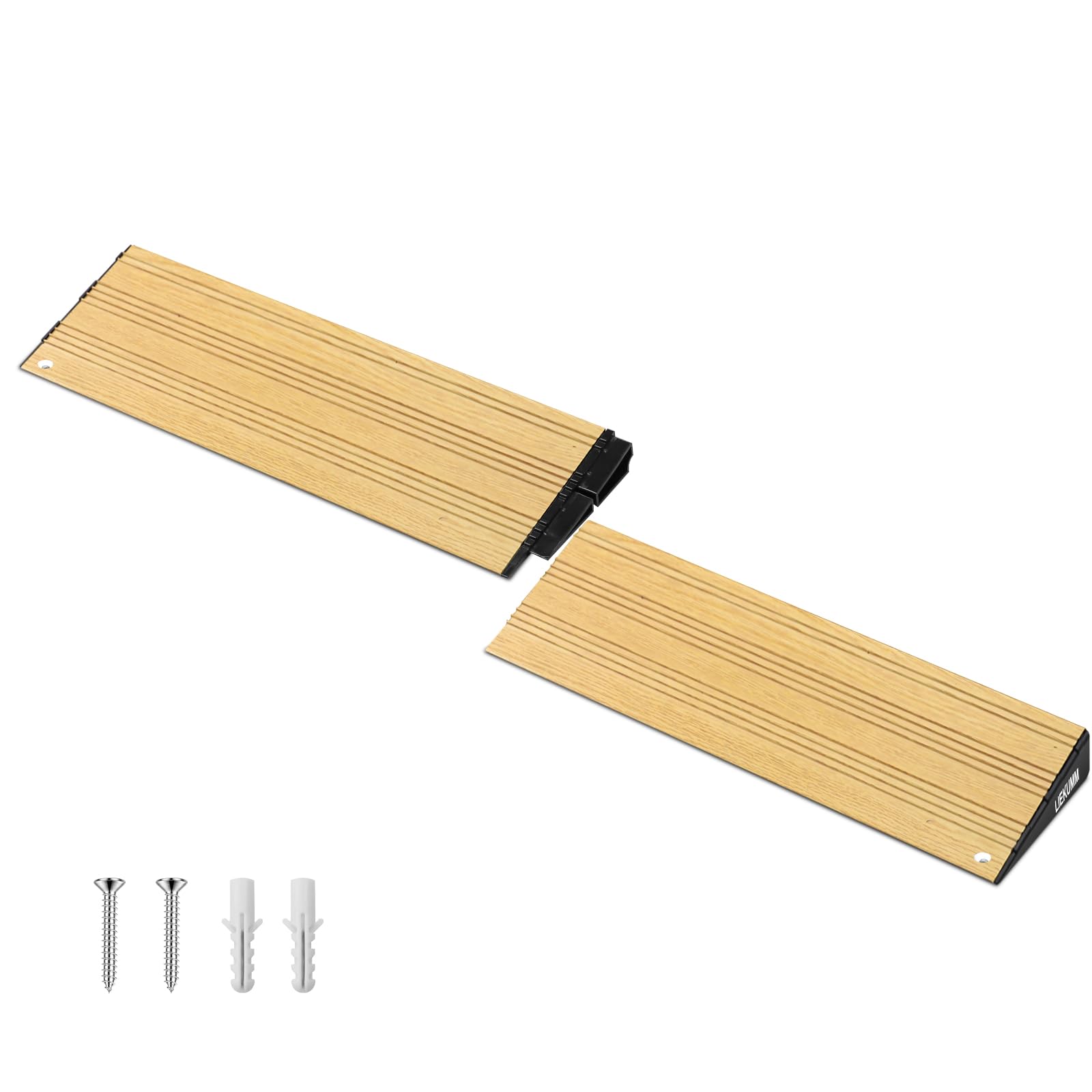 LIEKUMM Aluminium Wheelchair Ramp 2.5 cm Height, 2000 kg Load Capacity Detachable Threshold Ramp, Wheelchairs Ramps for Doorways, Steps, Ramps for Mobility Scooters, Trolleys, Light Wood Grain