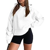 onlypuff Women Hoodies Casual Pullover Long Sleeve Sweatshirt Kangaroo Pocket Drop Shoulder Sweater