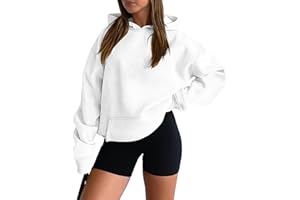 onlypuff Women Hoodies Casual Pullover Long Sleeve Sweatshirt Kangaroo Pocket Drop Shoulder Sweater