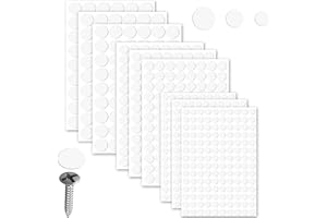 REWOALZX 870Pcs Self-Adhesive White Stickers to Cover Screw Holes, 9 Sheets Screw Covers Caps White Furniture Stickers, PVC Material Dustproof Stickers 0.47in, 0.59in, 0.82in