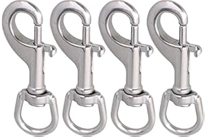 VUFVOID 4PCS Stainless Steel Swivel Eye Snap Hook, 316 Marine Grade Sliver Stainless Steel One Ended Bolt Snap Buckles for Water Bucket，Dog Leash，Pet Feed Bucket，Pet Hammock (90mm)