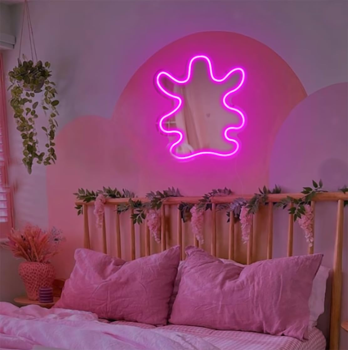 Ulalaza LED Acrylic Mirror Neon Light Heart/Cat/Letter/Wavy Wiggle Shape Witch's Mirror Gothic Wall Decor Romantic Various-shape Cute for Bedroom Decor Home Studio Dorm Room Wedding