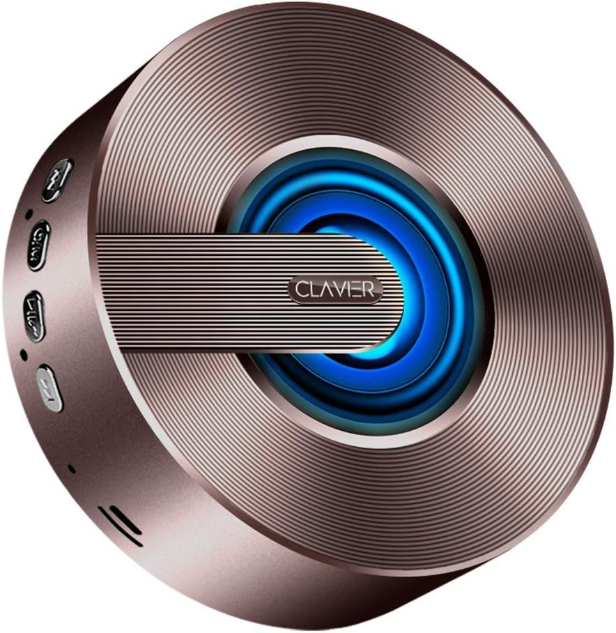 Clavier Pluto Portable Bluetooth Speaker, Bluetooth 5.0 Wireless Speakers with HD Sound and Rich Bass, LED Flashing Light, Built-in Mic for iPhone & Android, Coffee