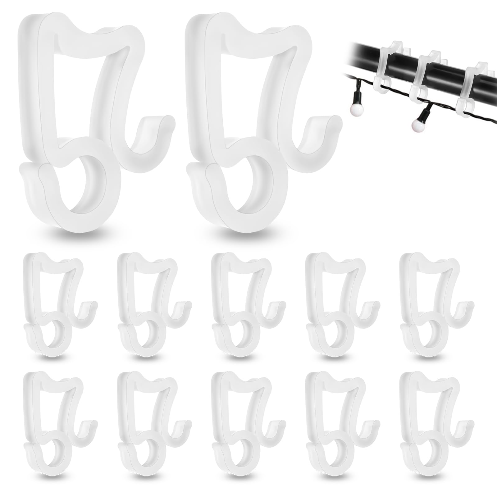 Xinjoduz 60 PCS Gutter Clips for Outdoor Lights, Mini Plastic Weatherproof Outdoor String Light Hooks for Guttering Christmas Light Clips for Seasonal Lighting Holiday Party Decorations (White)