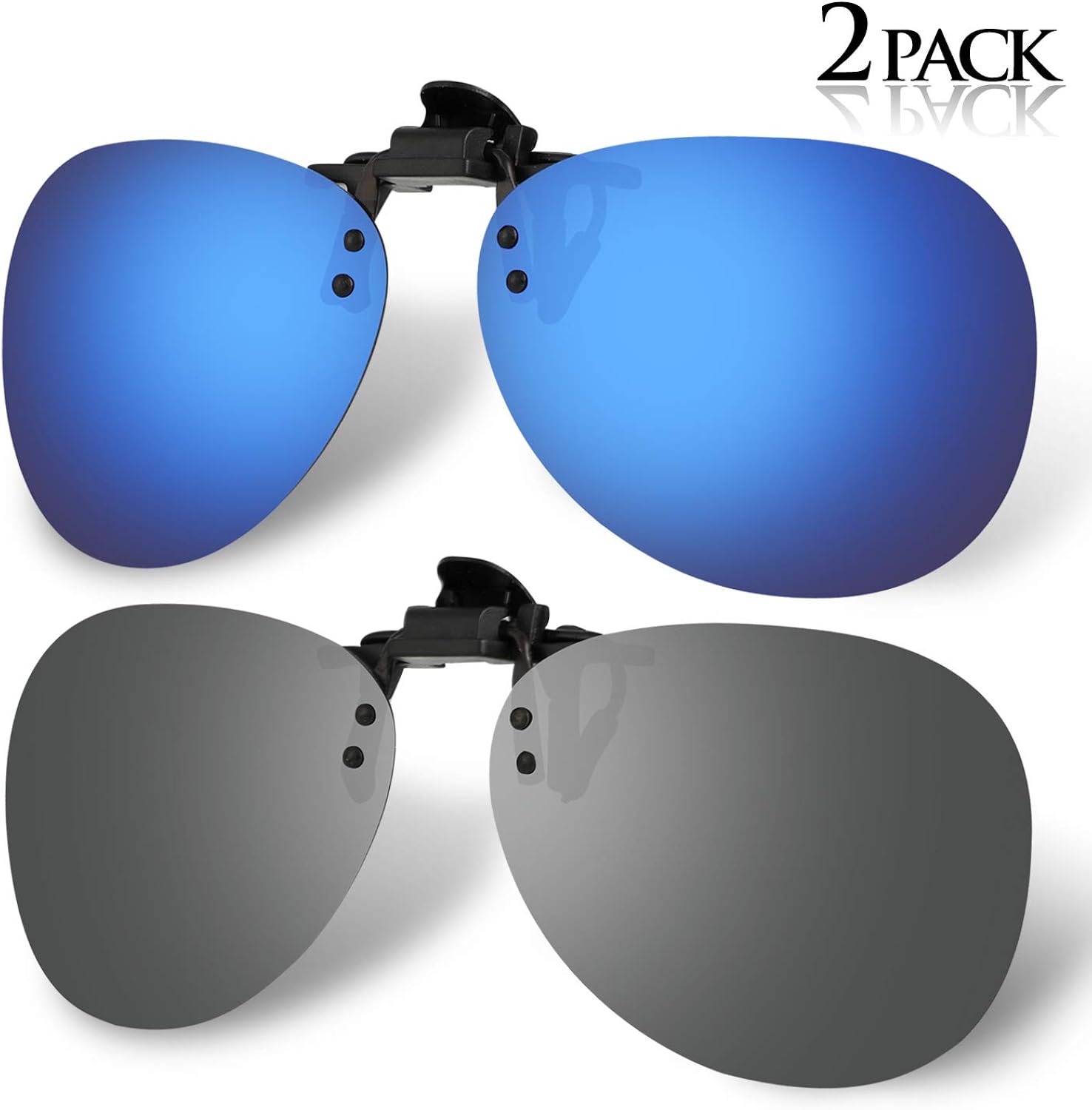 Hifot Clip on Sunglasses 2 Pack, Polarized Lens Fit over