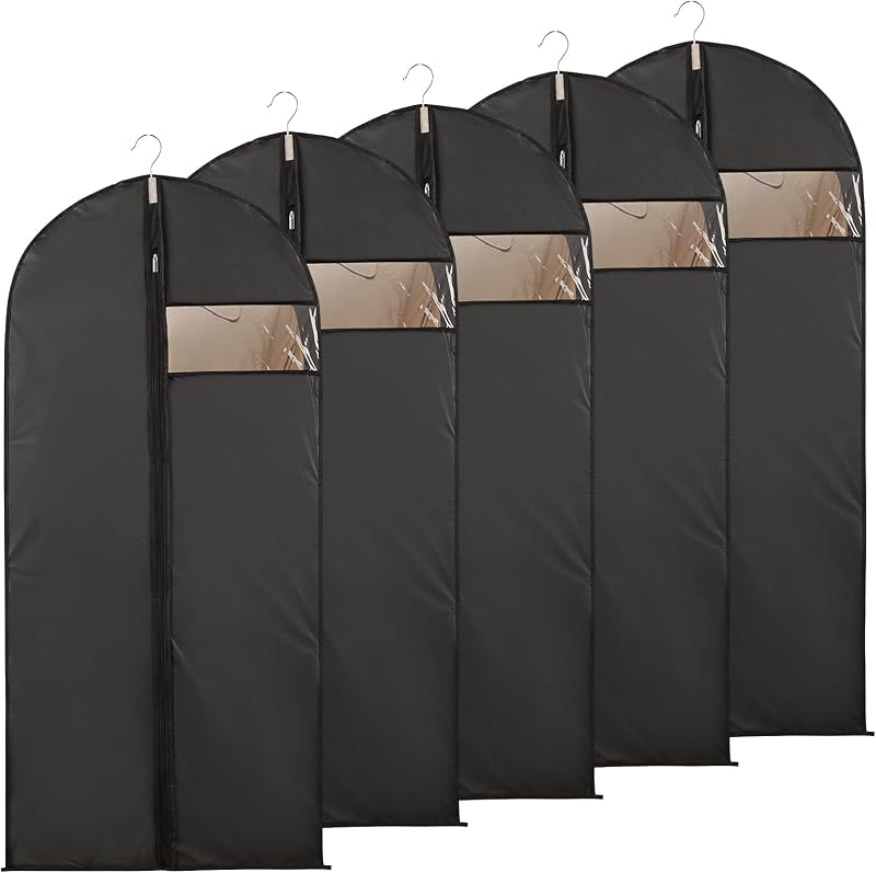 Niviy Dress Bags 60x160cm Long Coat Covers 5 Pack Moisture-Proof Zippered