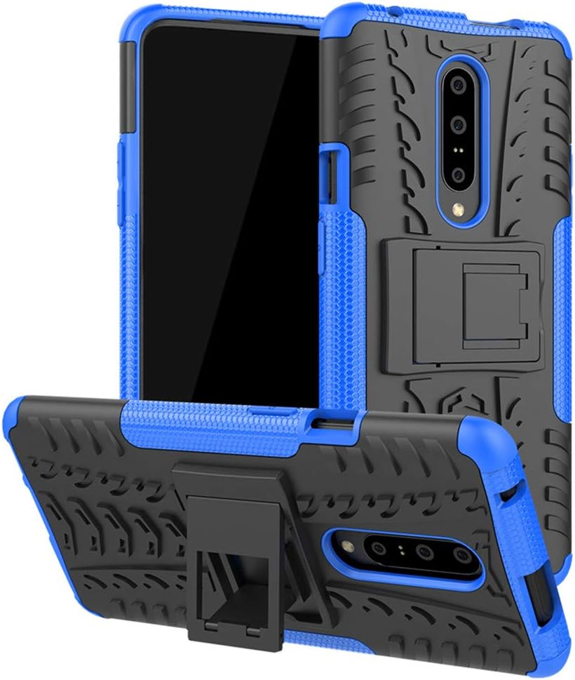 Yiakeng Oneplus 7 Pro Case, Double Layer Shockproof Slim Drop Full Body Protection With Kickstand For Oneplus 7 Pro (Blue)