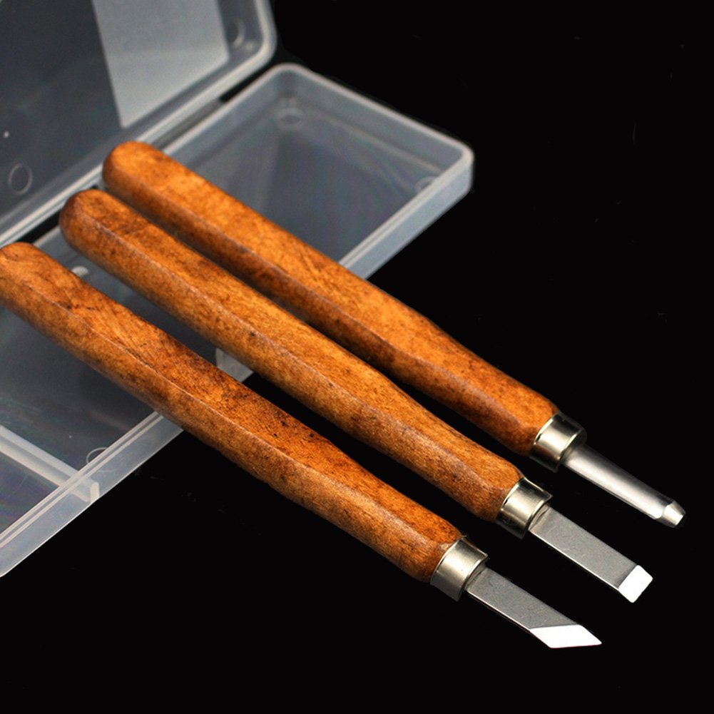 Wood Handle Carving Chisels Tools, for both beginners wood carving kits and professional whittling set, DIY Wood Carving Tools Kit (3PCS)