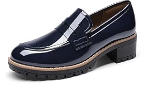 DREAM PAIRS Womens Loafers Platform Chunky Heeled Penny Loafers Dress Dressy Work Business Casual Slip on Shoes