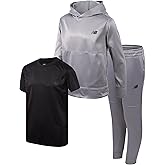 New Balance Boys Pants Set - 3 Piece Boys Pullover Hoodie Jogger Pants and Graphic Tee Outfit for Boys & Toddlers (2T-12)