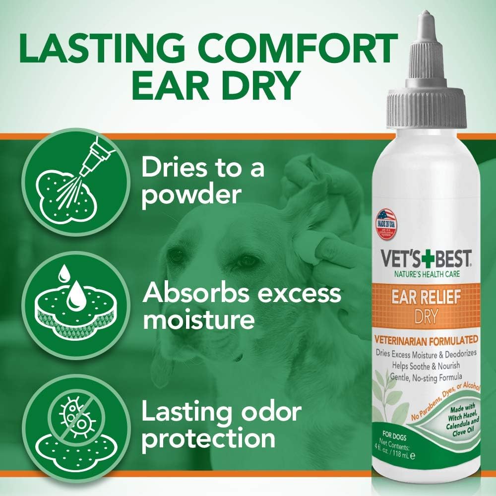 Vet's Best Dog Ear Cleaner Kit | Multi-Symptom Ear Relief | Wash & Dry Treatment | Alcohol-free : Pet Ear Care Supplies : Pet Supplies