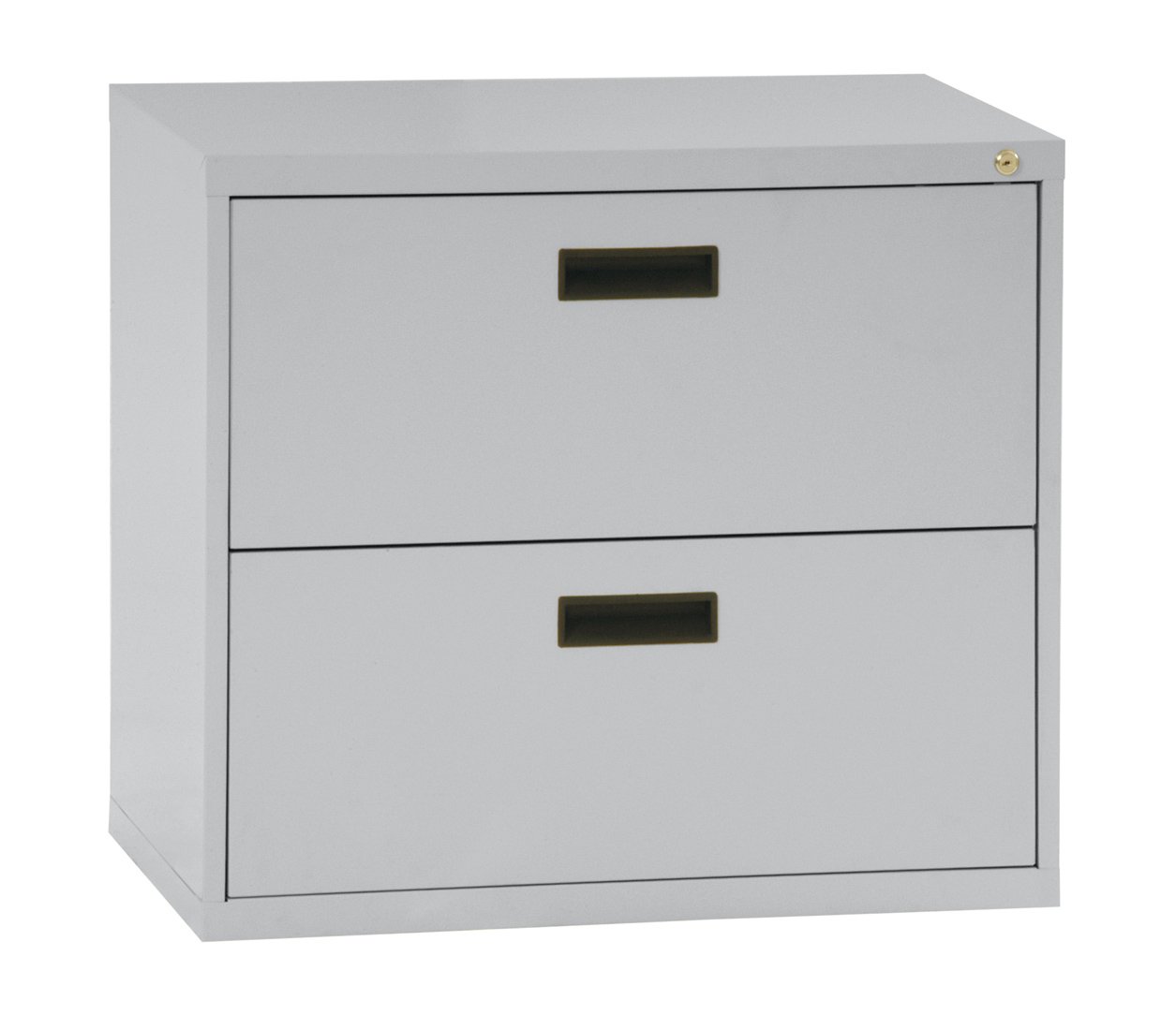 Sandusky 400 Series Dove Gray Steel Lateral File Cabinet with Plastic Handle, 30" Width x 27-1/4" Height x 18" Depth, 2 Drawers