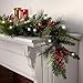 Cordless LED Pre-lit Cone & Berry Christmas Garland