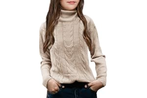 FEKERMIA Girls Turtleneck Sweaters Pullover Kids Toddlers Cable Knit Long Sleeve Jumper Tops