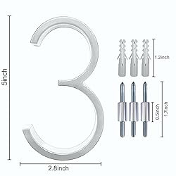 5" Zinc Alloy Floating House Number, Metal Modern
