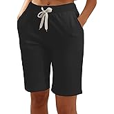 XinYangNi Women's Casual Soft Knit Elastic Waist Jersey Bermuda Shorts with Drawstring