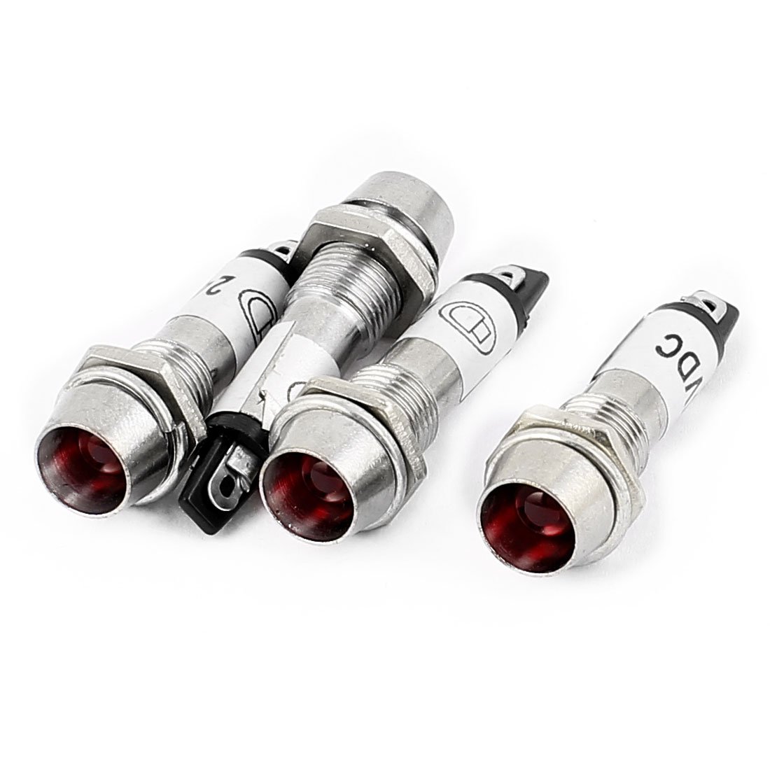 sourcingmap 5Pcs DC 24V Red LED Metal Indicator Pilot Dash Light Signal Lamp