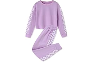 SANMIO Toddler Girl Clothes 2 Piece Outfits Girls Tracksuit Activewear Long Sleeve Checkered Sweatshirts+Sweatpants