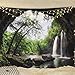 Ice jazz Mountain Cave Tapestry Waterfall Tapestry Forest Tree Tapestry Nature Tapestry Wall Hanging for Bedroom Living Room Dorm